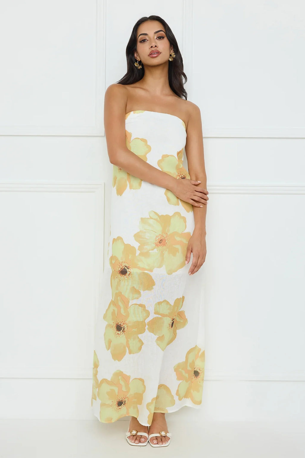Sunlight’s Embrace Strapless Maxi Dress Yellow