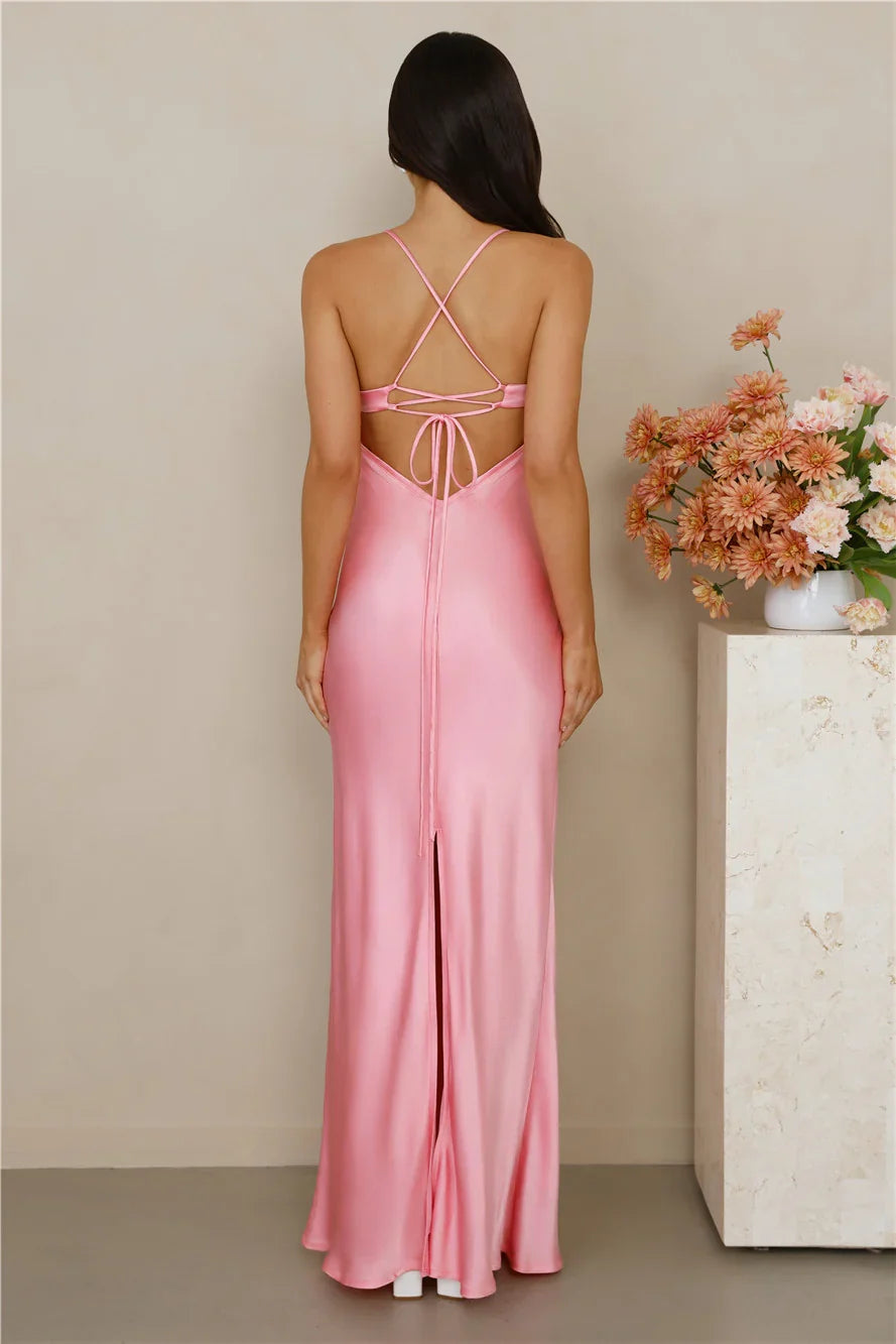 The Samara Satin Maxi Dress Candy