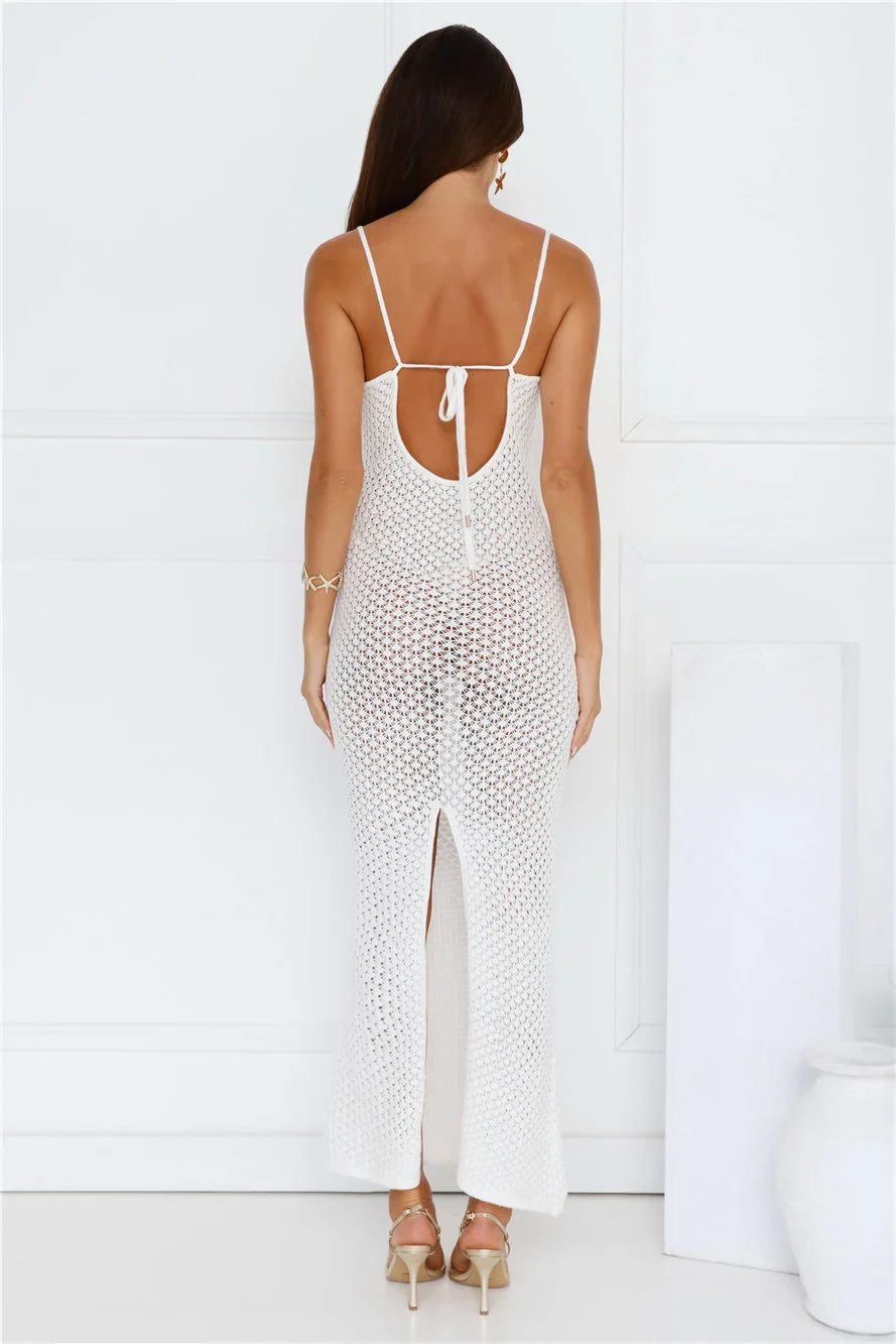 Ocean Breeze Knit Maxi Dress White