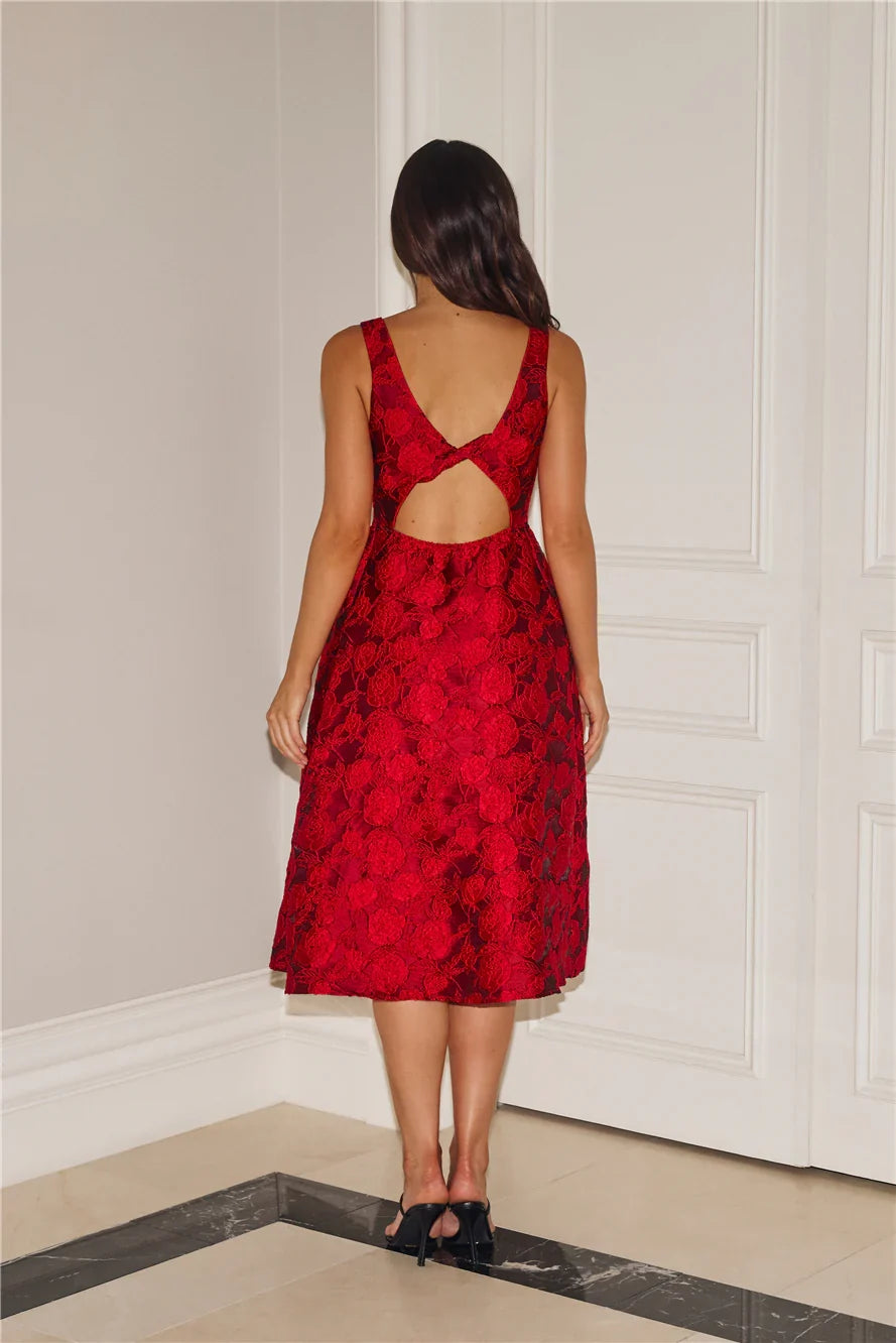 All Things Girly Midi Dress Red