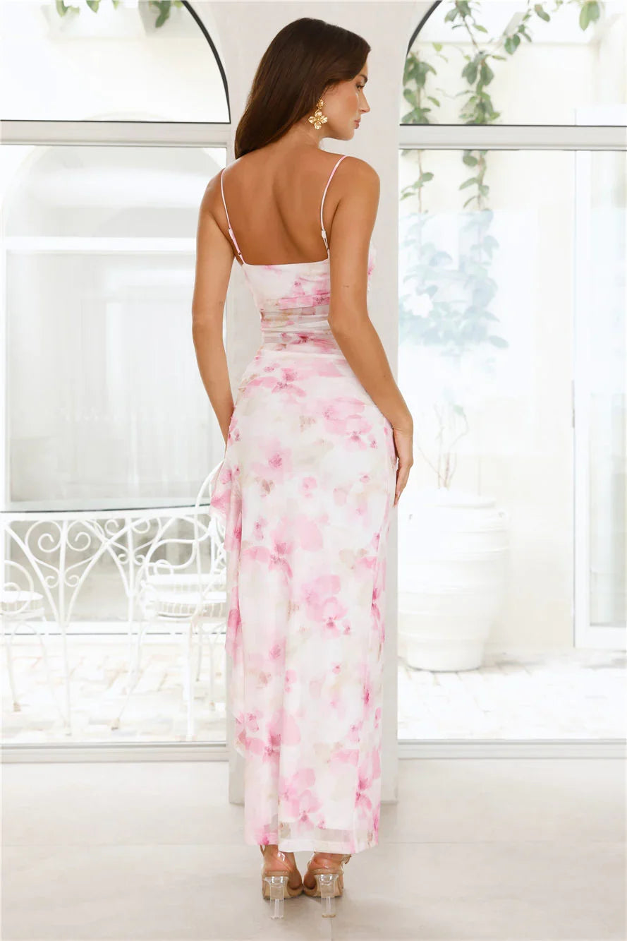 Helena Mesh Maxi Dress Pink