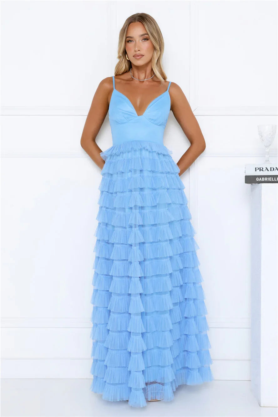 Outfit Highlight Tulle Maxi Dress Blue