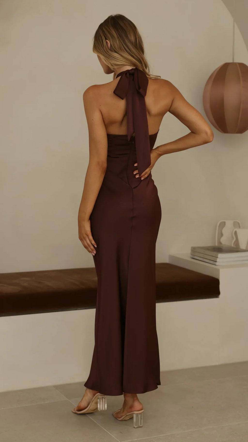 Grace Halter Maxi Dress - Chocolate