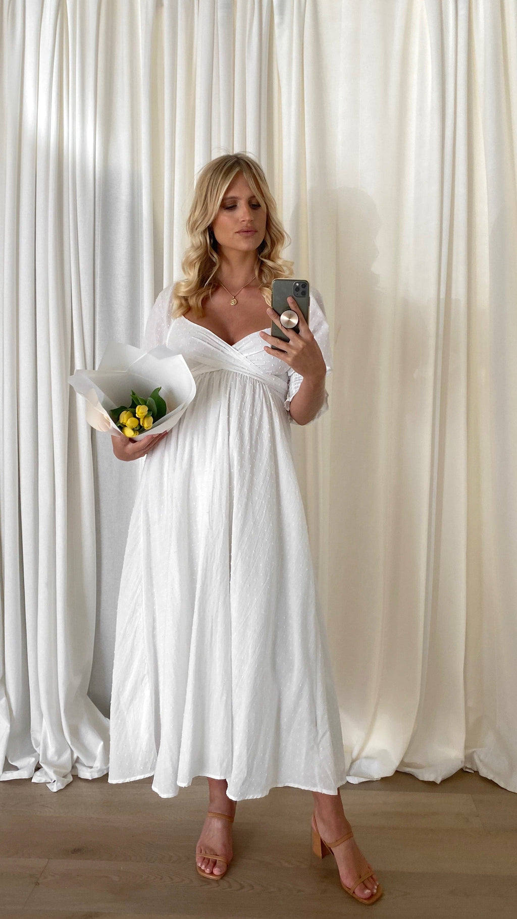Cierra Midi Dress - White
