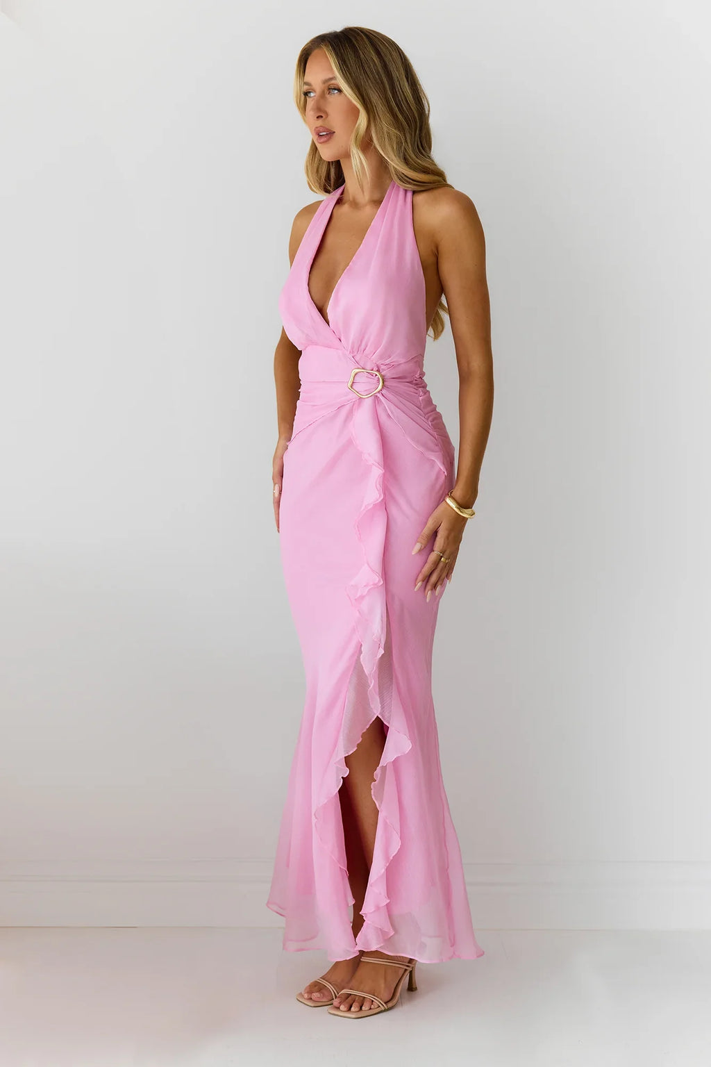 Follow The Stars Halter Maxi Dress Pink