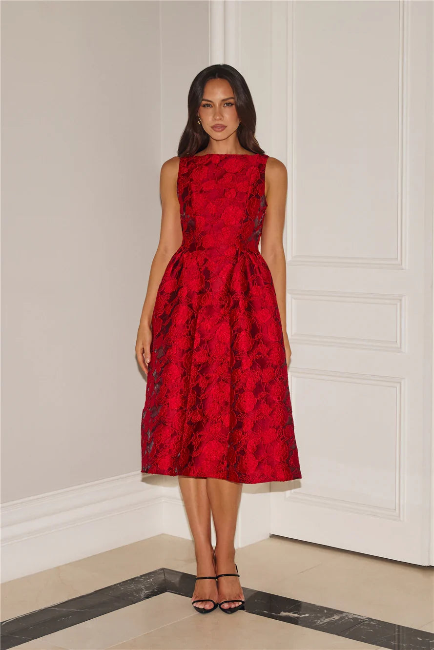 All Things Girly Midi Dress Red
