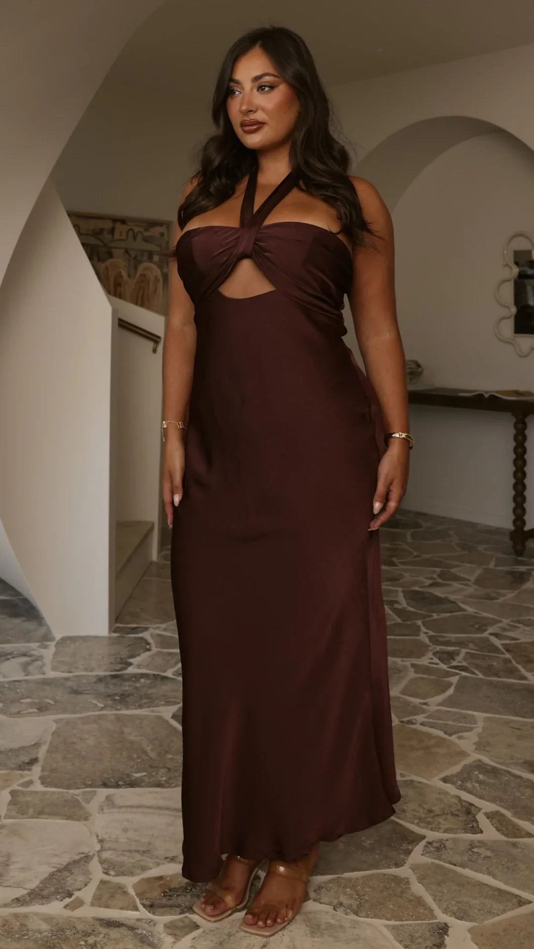 Grace Halter Maxi Dress - Chocolate