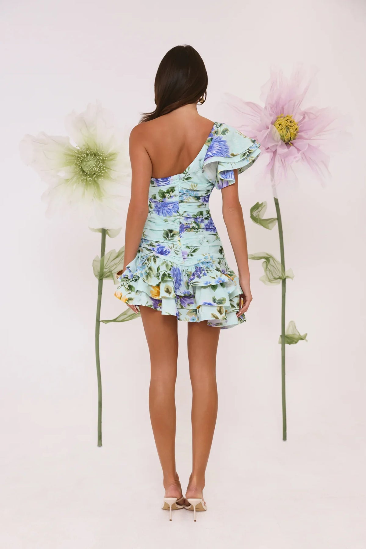 Secret Meadow One Shoulder Mini Dress Print