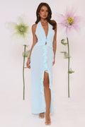 Sea Glass Nights Halter Maxi Dress Blue