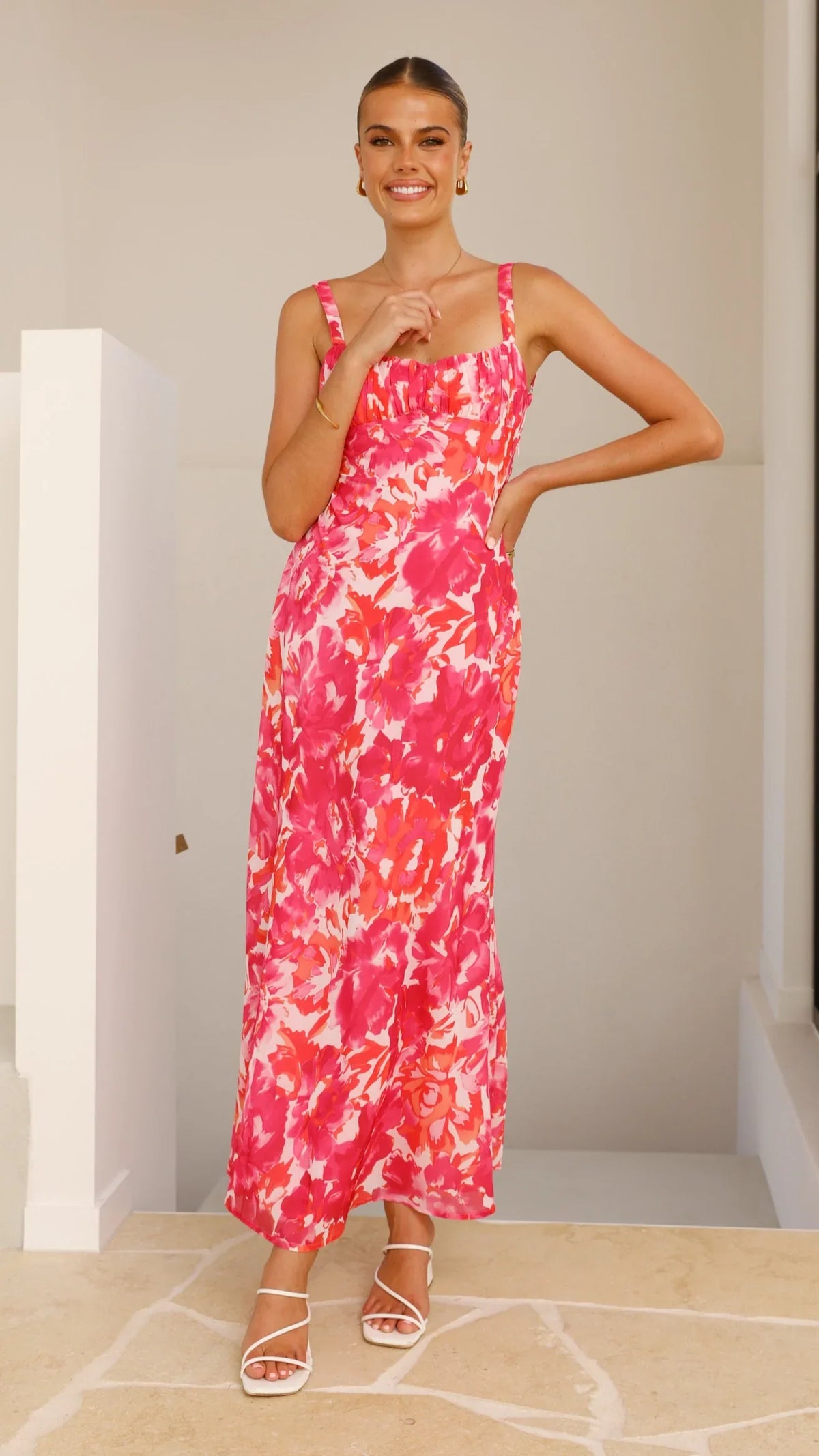 Margo Midi Dress - Pink/Red Floral