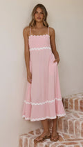 Seraphina Maxi Dress - Pink/White