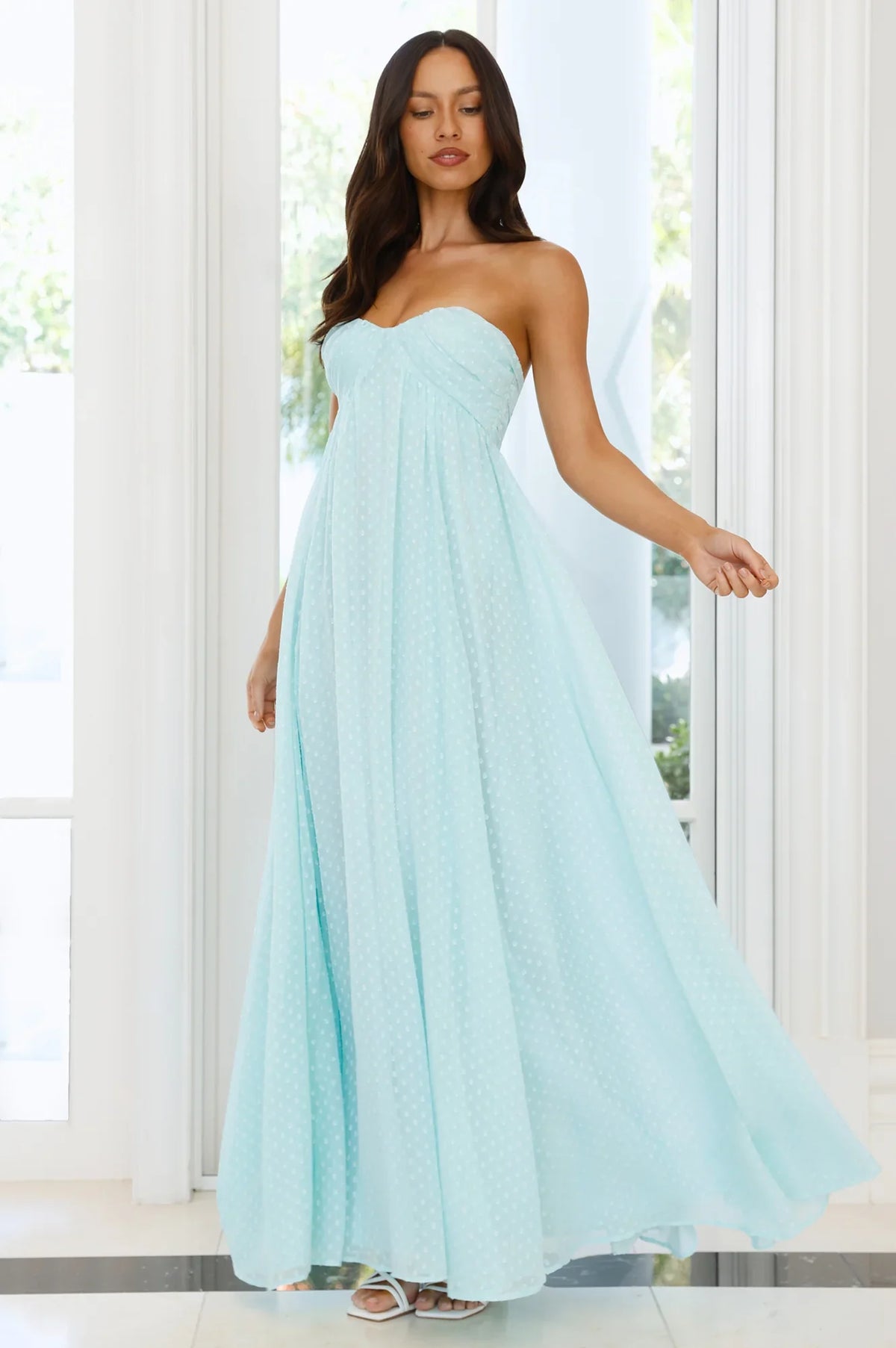 Secluded Grove Strapless Maxi Dress Mint