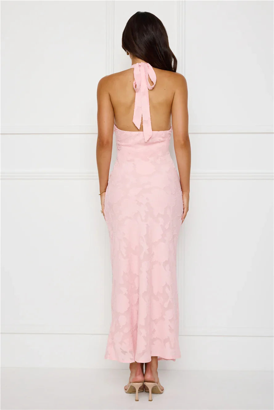 Legally Luxe Halter Maxi Dress Pink