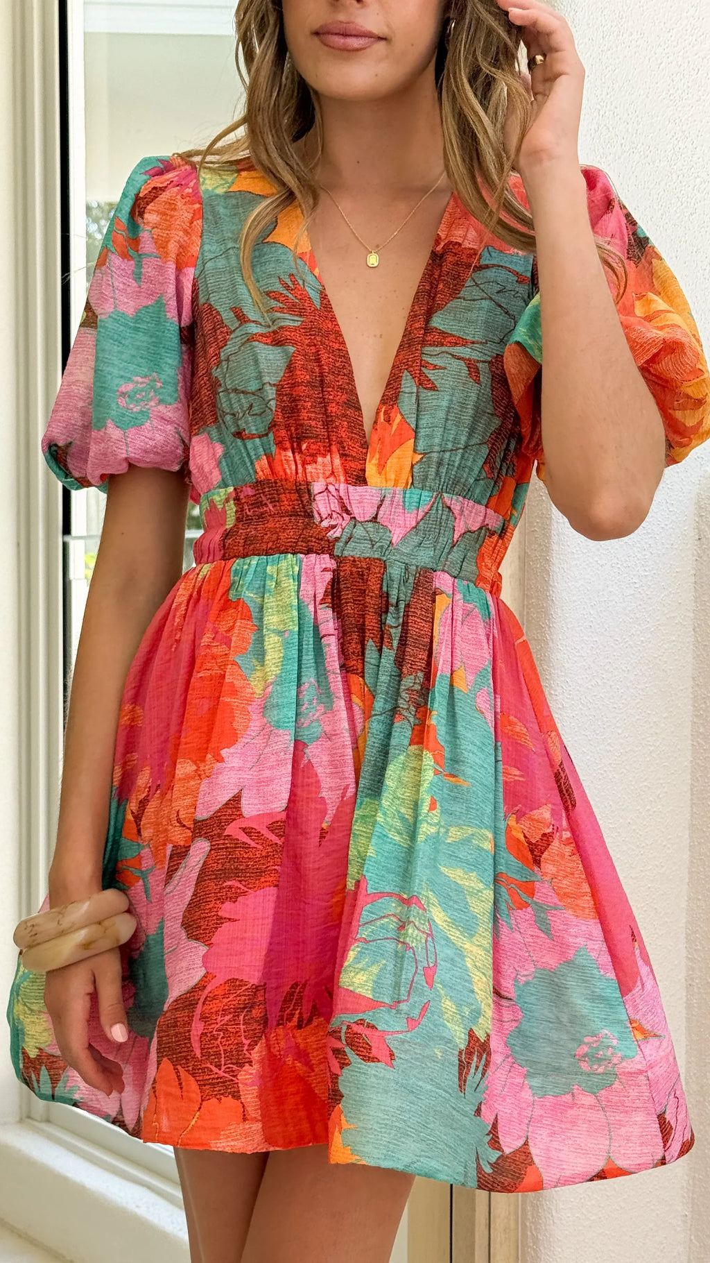 Abel Mini Dress - Orange Floral