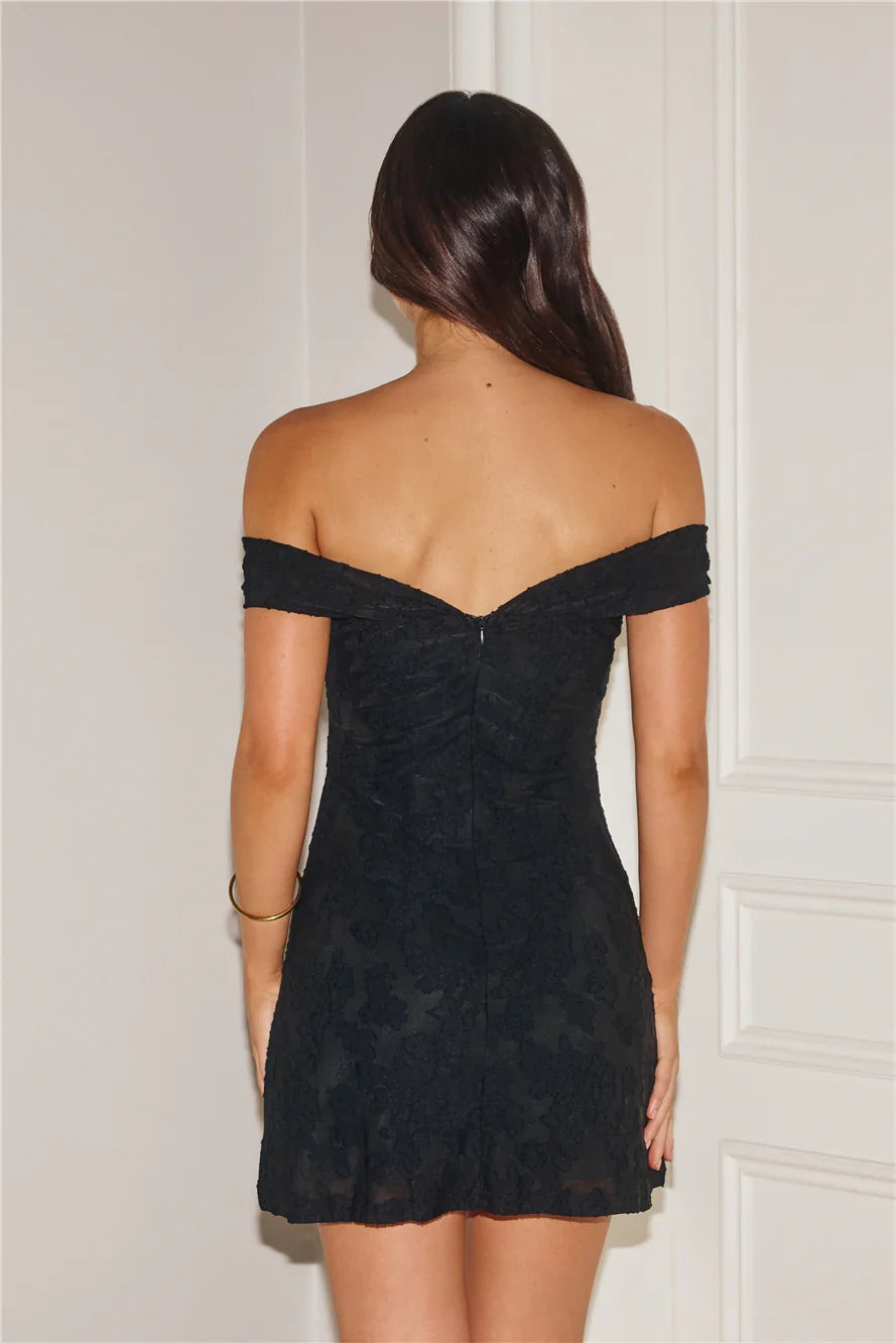 Subtle Music Off Shoulder Mini Dress Black