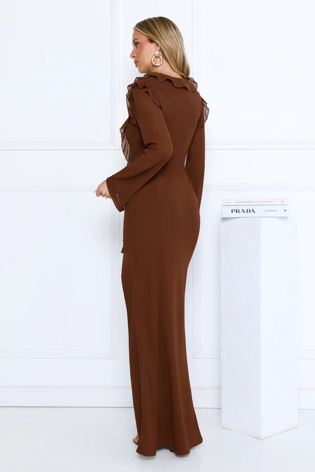 Twinkle Rose Maxi Dress Brown