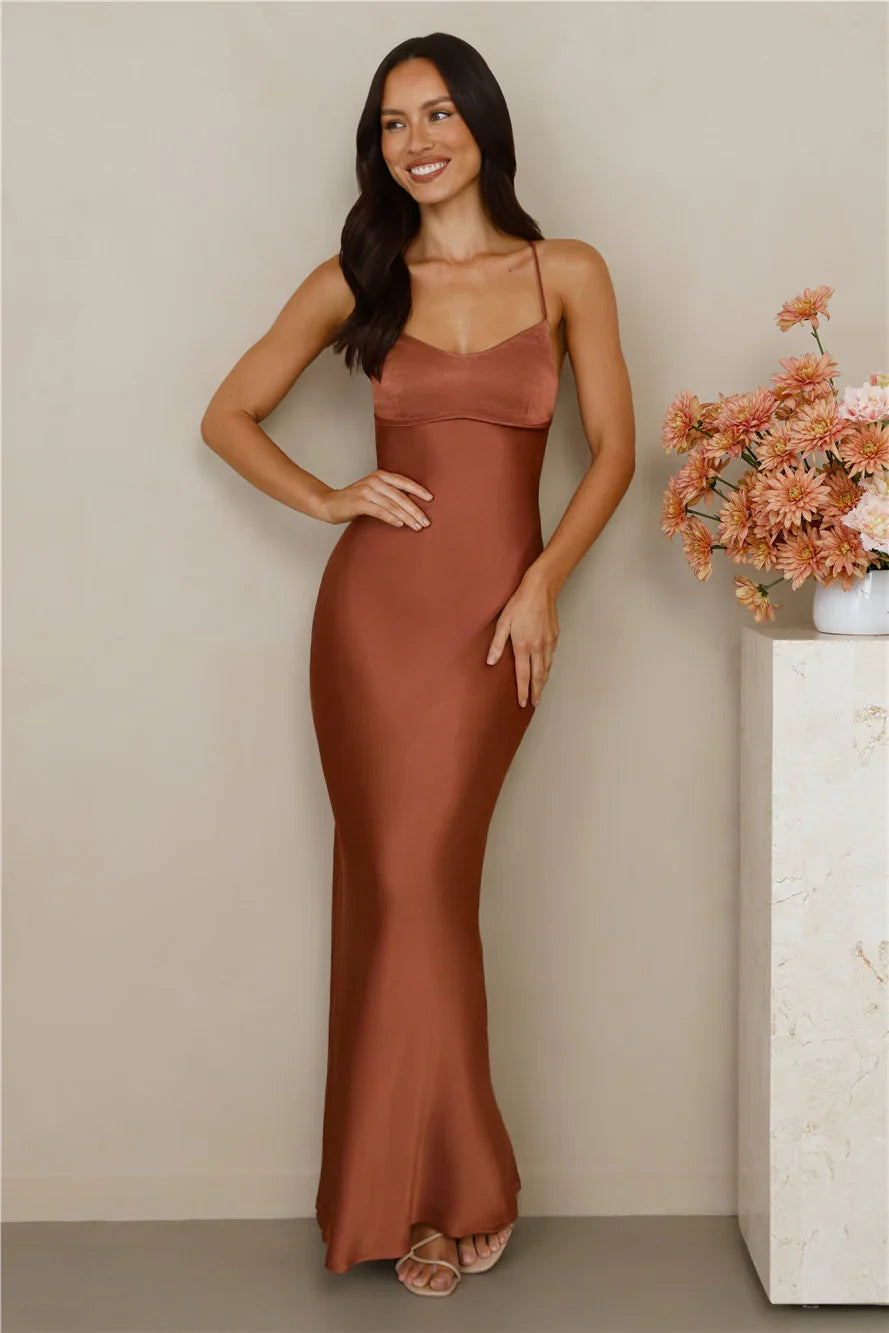 The Samara Satin Maxi Dress Copper