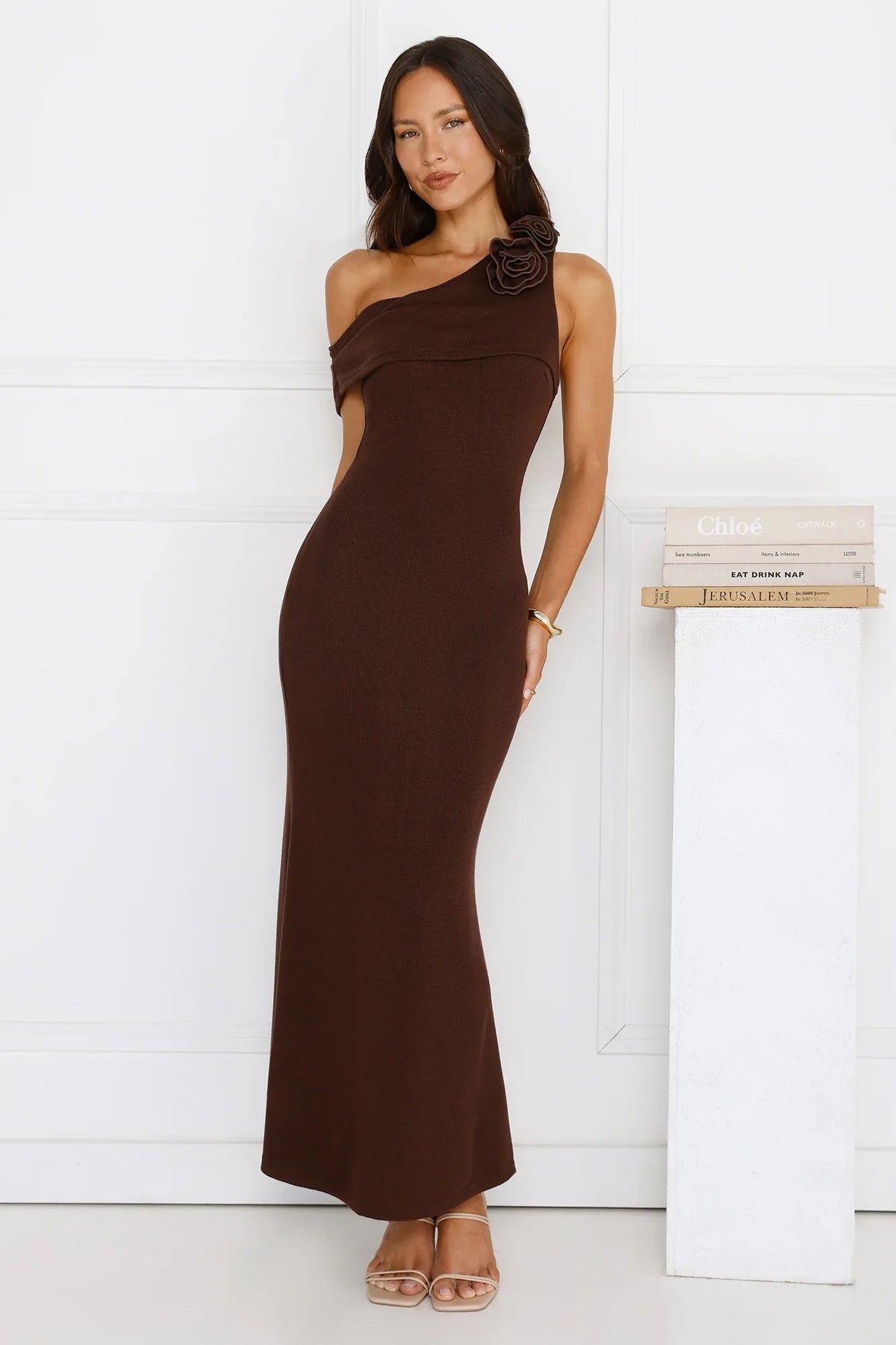 Softest Hour Off Shoulder Maxi Dress Brown