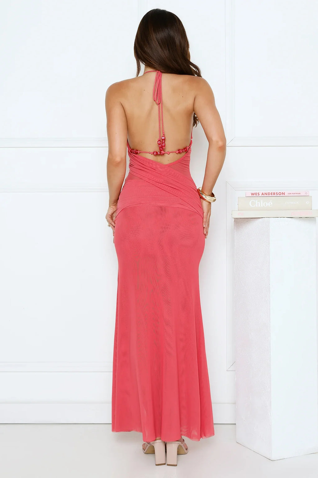 Cheeky Love Halter Maxi Dress Rose