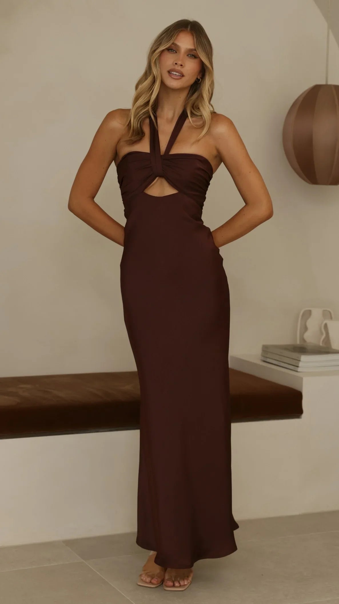 Grace Halter Maxi Dress - Chocolate