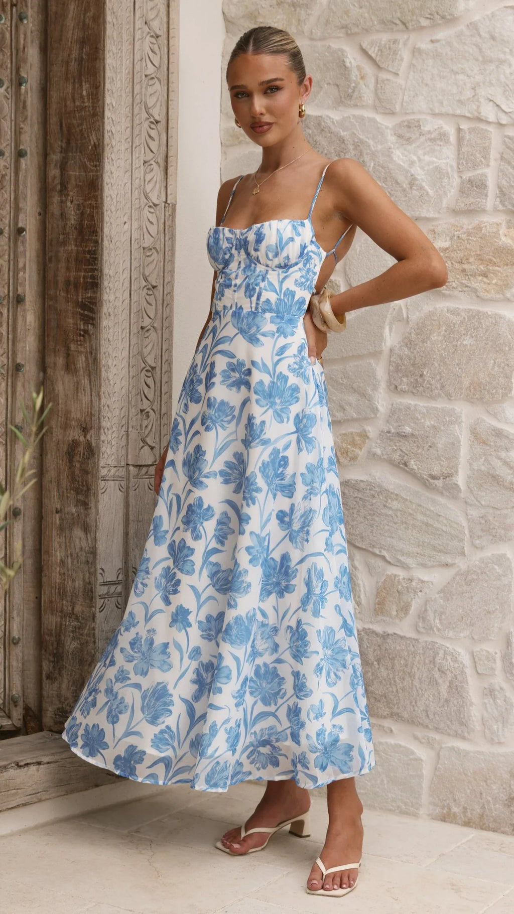 Rahima Maxi Dress - Blue Flower