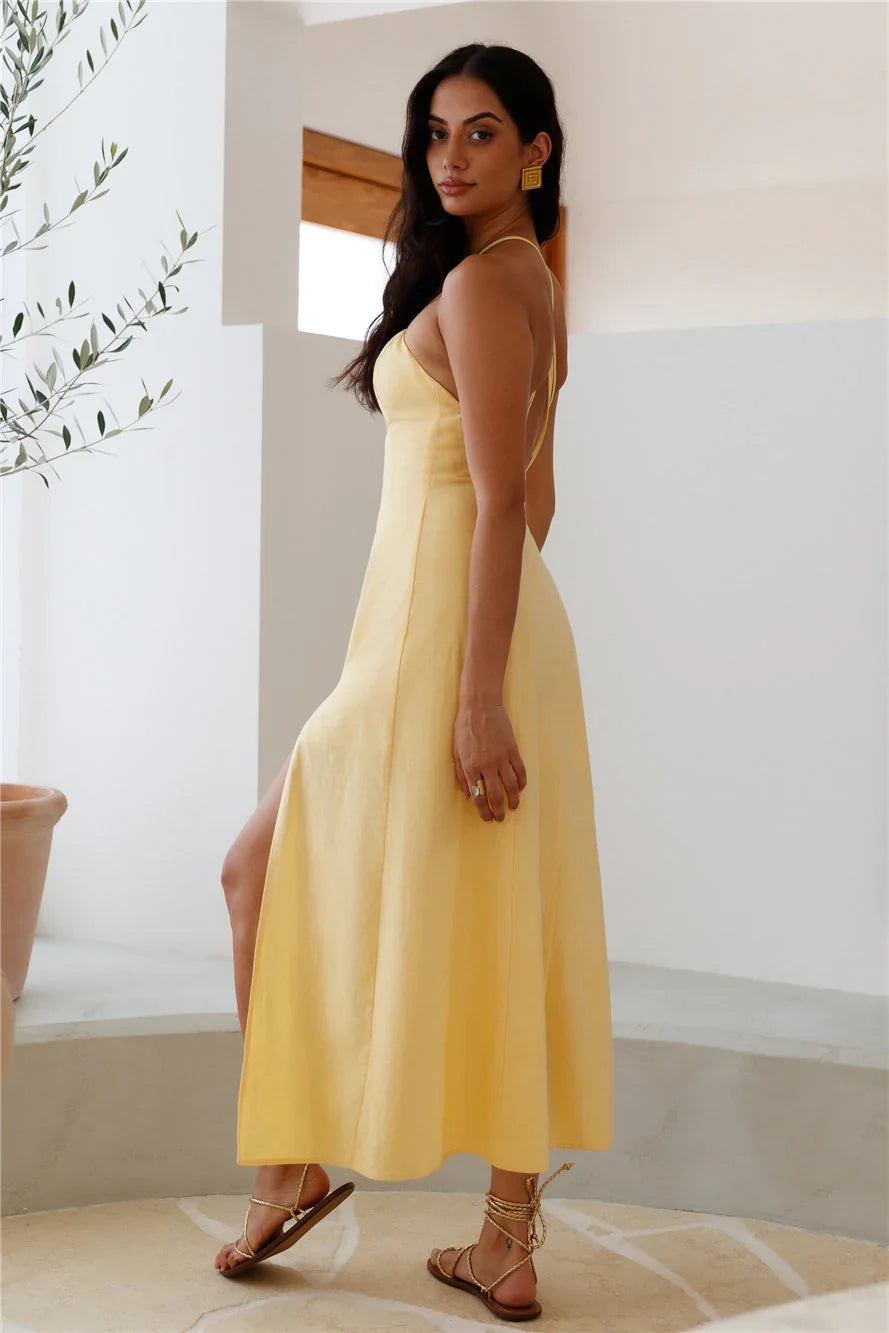 She's Captivating Midi Dress Yellow