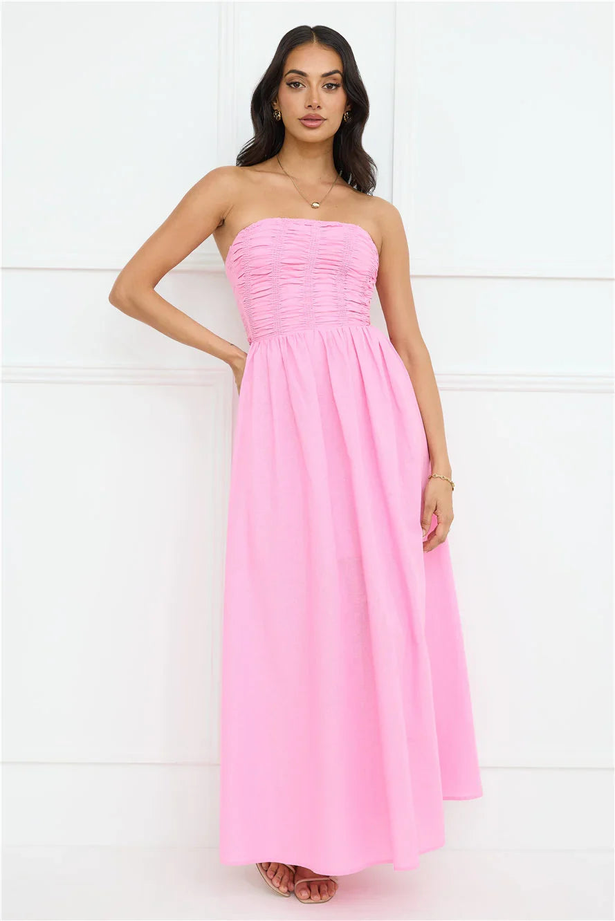 Luciana Strapless Maxi Dress Pink