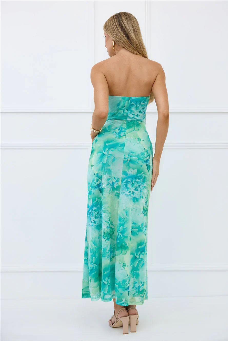 Body Language Strapless Maxi Dress Green
