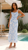 Margo Midi Dress - Blue Floral