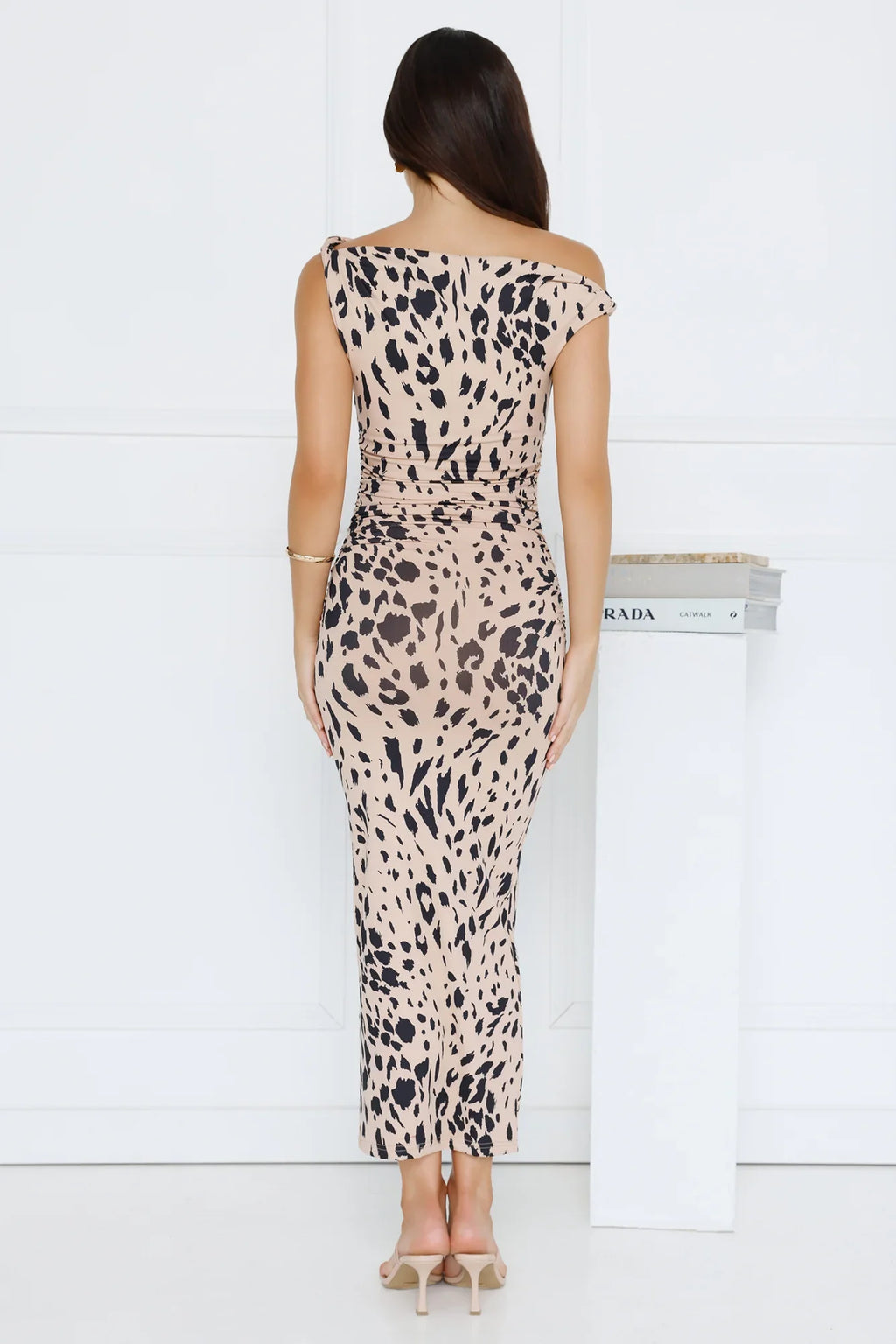 Exotic Essence Off Shoulder Midi Dress Print