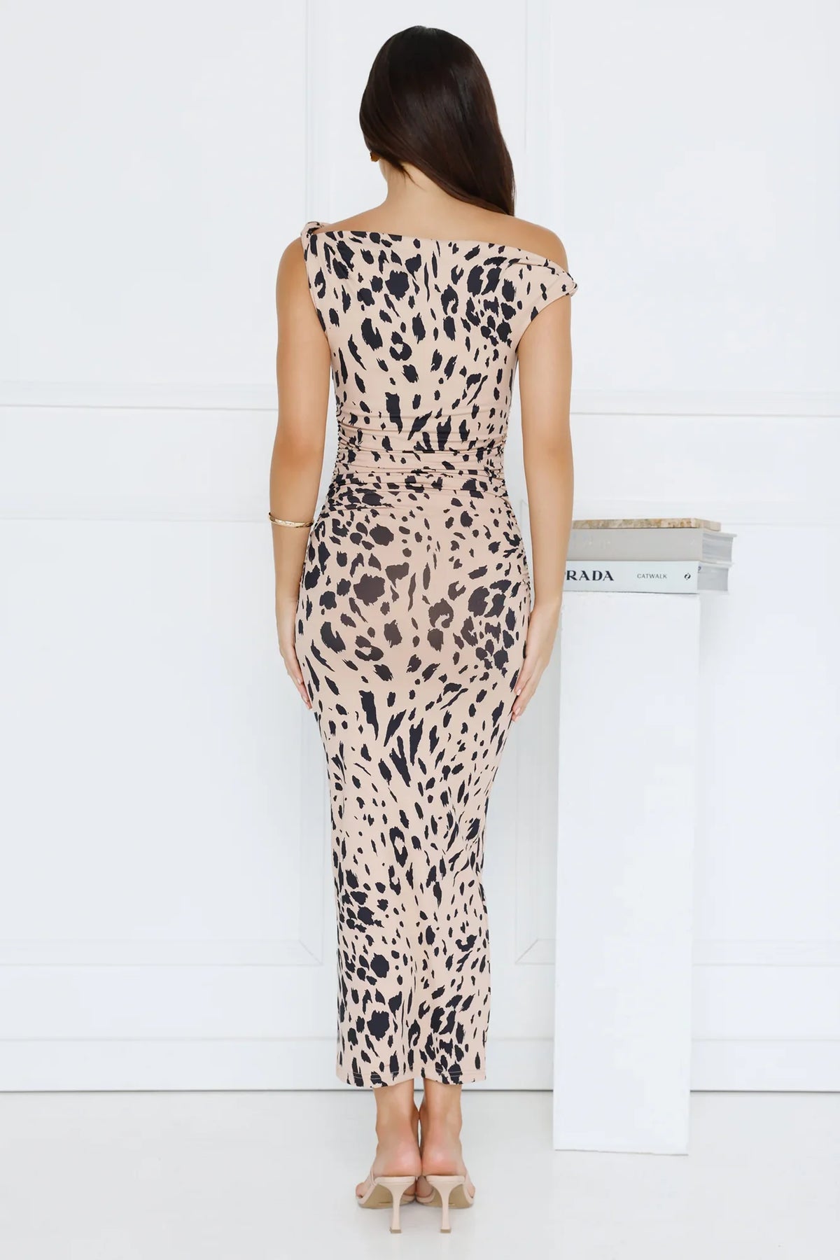 Exotic Essence Off Shoulder Midi Dress Print