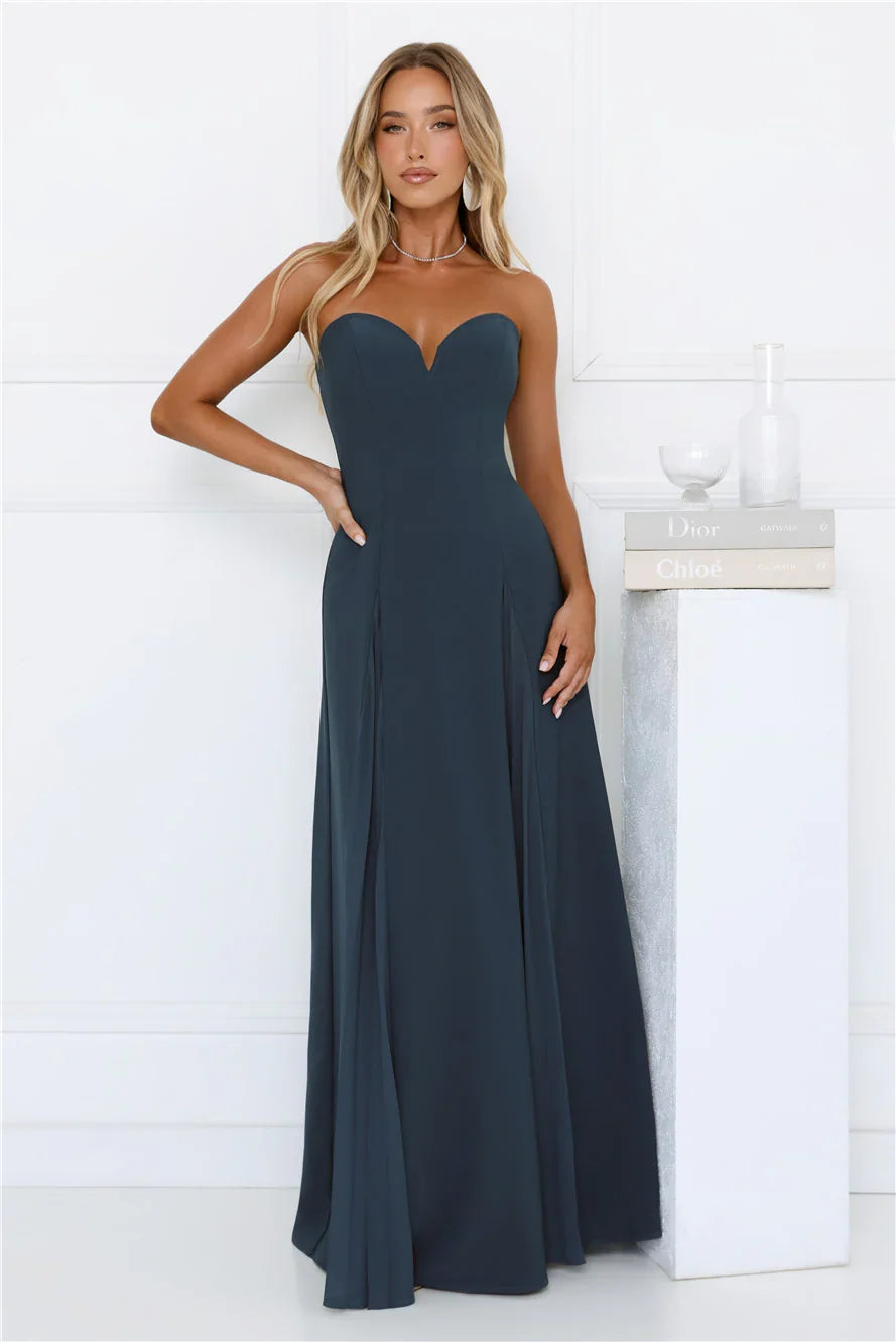 Mademoiselle Strapless Maxi Dress Teal