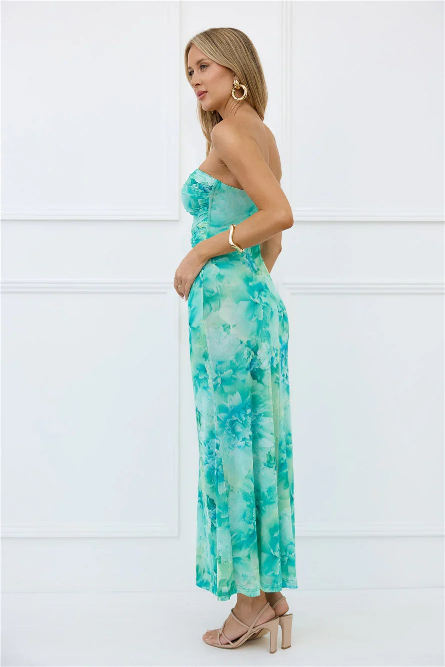 Body Language Strapless Maxi Dress Green