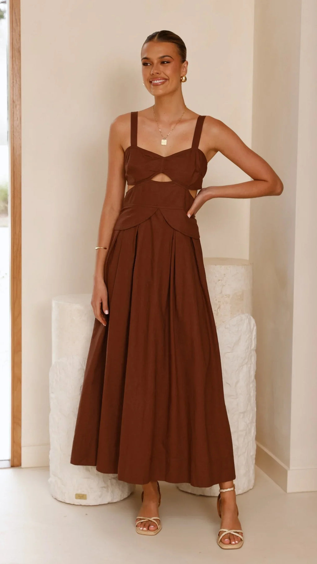 Harleigh Midi Dress - Brown