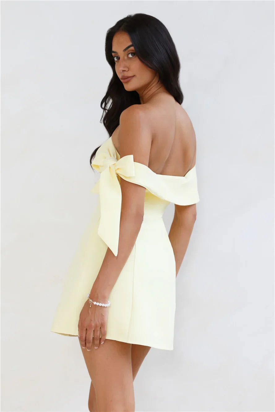 Seashell Dream Off Shoulder Mini Dress Yellow