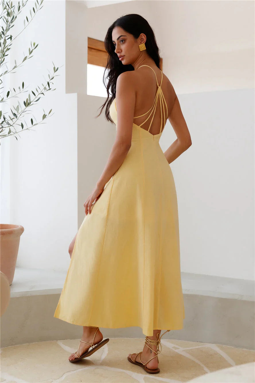 She's Captivating Midi Dress Yellow