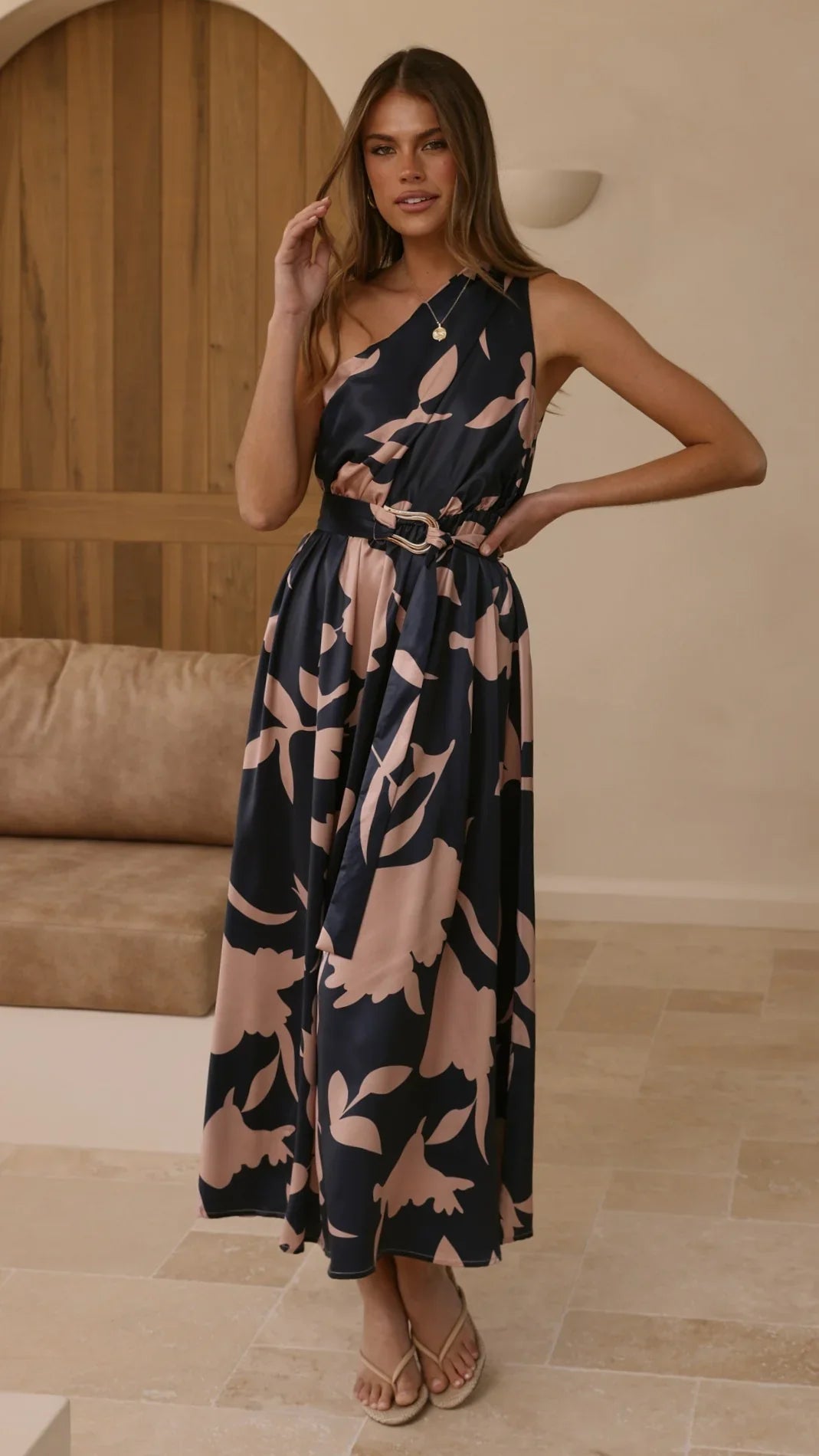 Hadas Maxi Dress - Navy/Pink Print