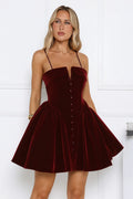 Fireside Luxe Velvet Mini Dress Wine